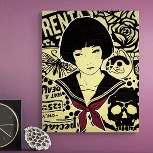 Original Artwork Japanese School Girl 8x10 Inches